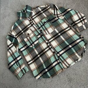 Altar’d State Plaid Button Down Shacket (shirt/jacket) Size L